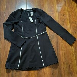 Anthropologie Black Dress with White Trim